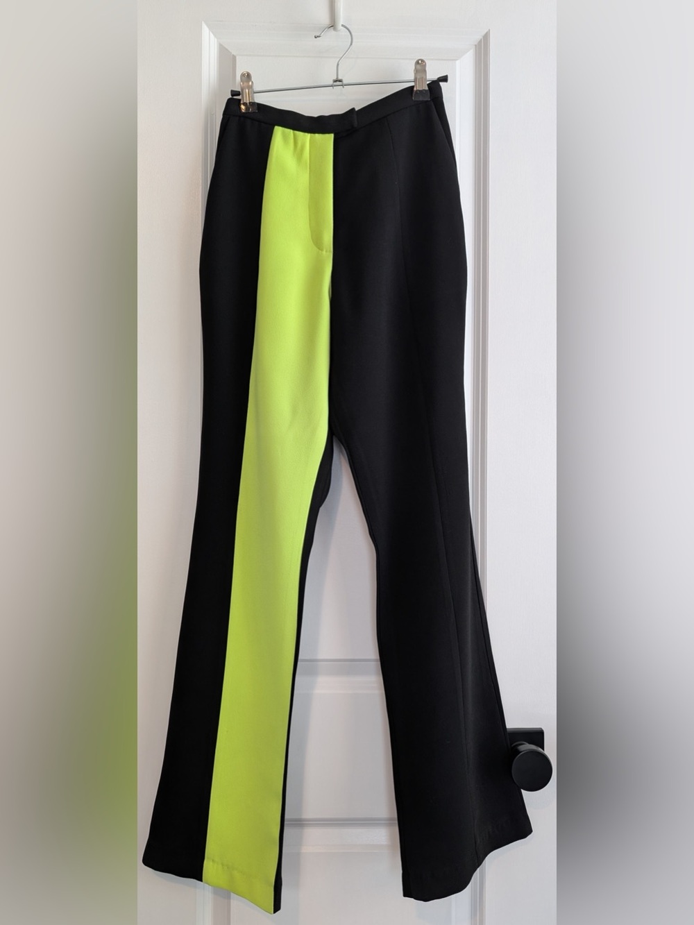 House Of CB London Ivey Neon Yellow Colour Block Trousers Women’s Size XS
